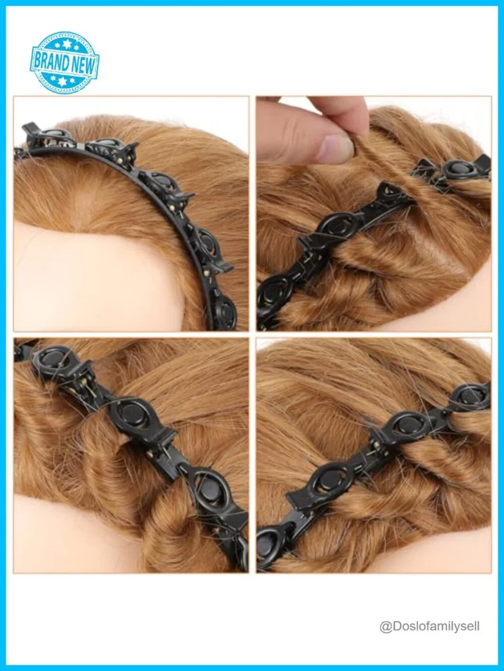 Professional Bangs Hairstyle Hair Clip Headband with 8 Clips Weave Tool